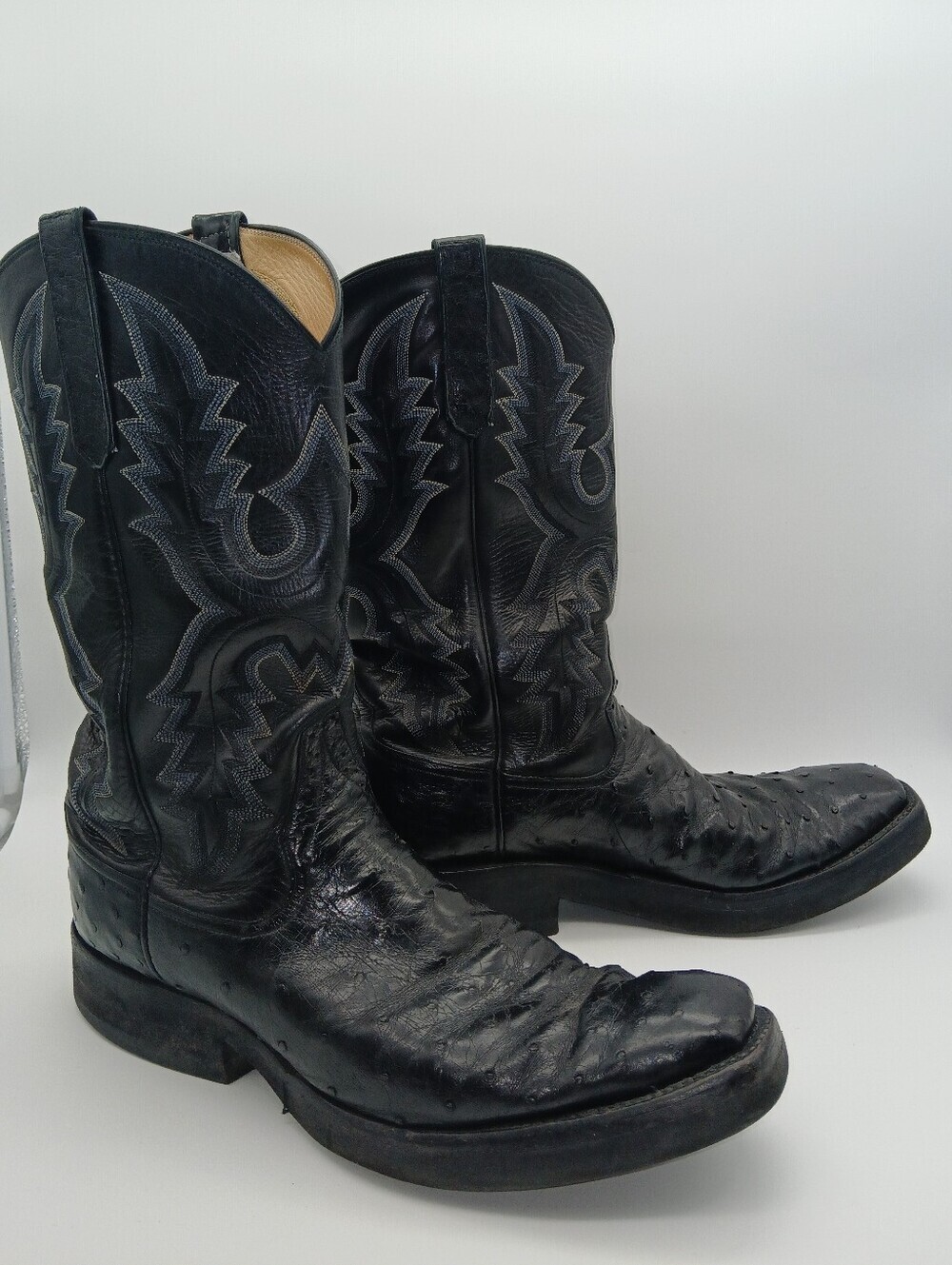 Rios of Mercedes Black Ostrich Western Cowboy Boots